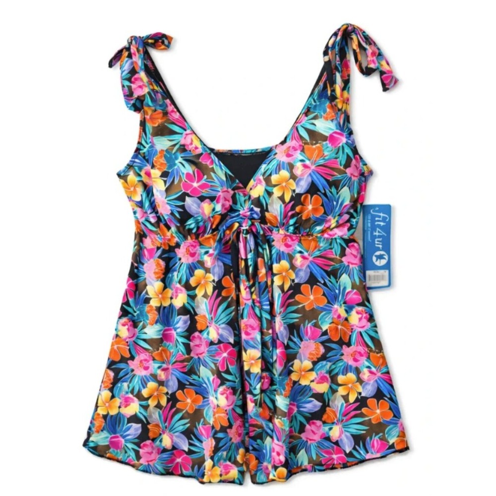 Fit 4 U Swim Dress 20W Tropical Floral Tummy Control Plus Size NWT